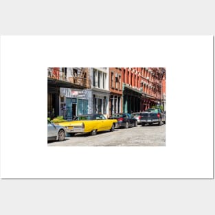 Yellow car in Tribeca, New York City Posters and Art